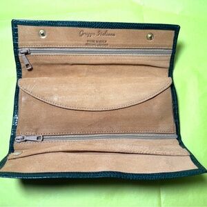 Group Italiano Leather, and Suede Tan and Green Women's Wallet